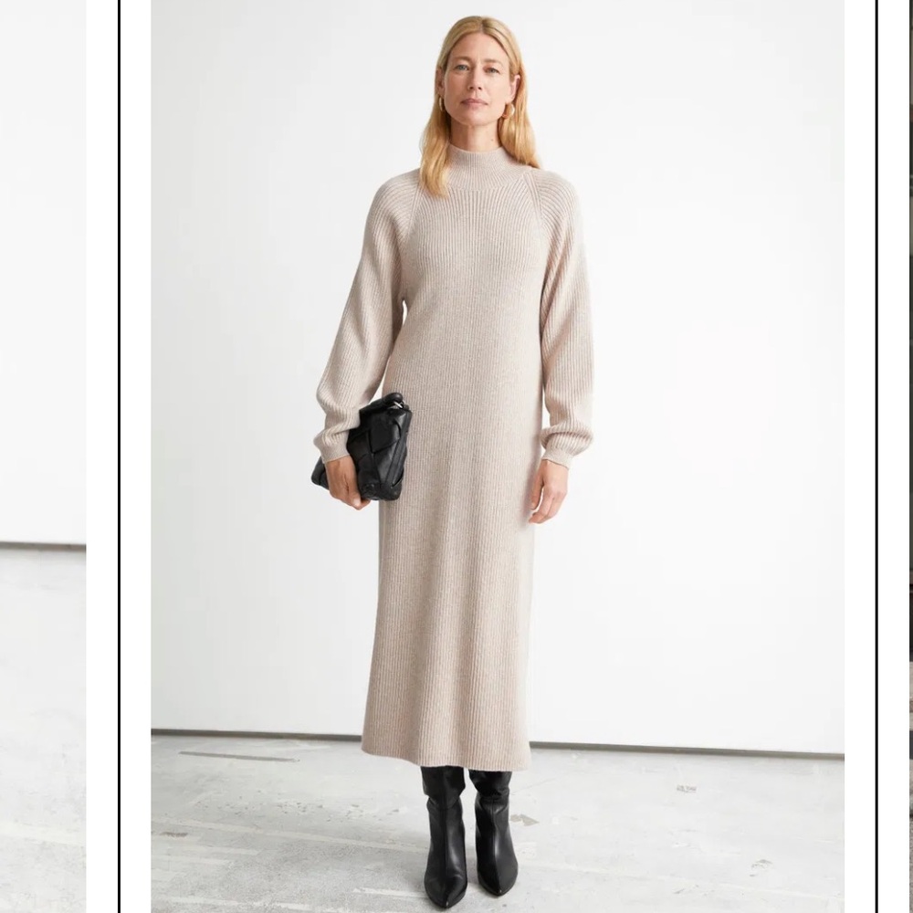 & Other Stories Beige Long Sleeve Dress